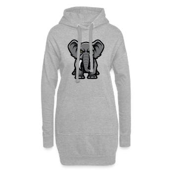 éléphant - Sweat-shirt à capuche long Femme - gris chiné - Devant