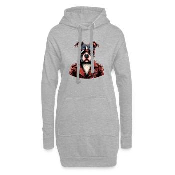 Chien rebelle - Cool Vintage Pet - Sweat-shirt à capuche long Femme - gris chiné - Devant