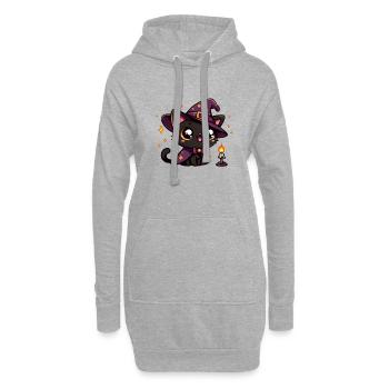 Chaton Sorcière - Sweat-shirt à capuche long Femme - gris chiné - Devant