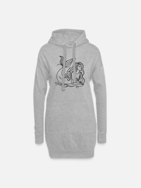 Zeichnung Meerjungfrau Lineart - Hoodie-kjole - grå meleret