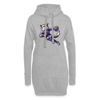 Le chat handballeur - Sweat-shirt à capuche long Femme - gris chiné - Devant