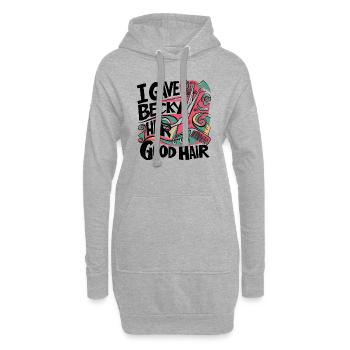 Humour du coiffeur – « J’ai donné à Becky ses beaux cheveux » - Sweat-shirt à capuche long Femme - gris chiné - Devant