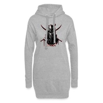 Ninja Kämpfer Schwarz Weiß Schriftzug: Ninja - Hoodie-Kleid - Grau meliert - Vorne