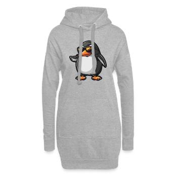 Pingouin Bande Dessinée Cool - Sweat-shirt à capuche long Femme - gris chiné - Devant