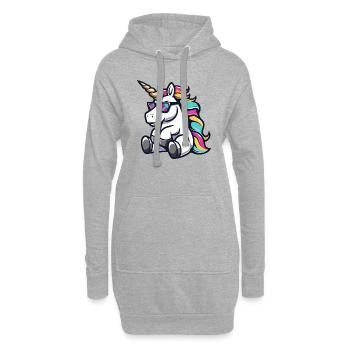 Licorne Bande Dessinée Cool - Sweat-shirt à capuche long Femme - gris chiné - Devant