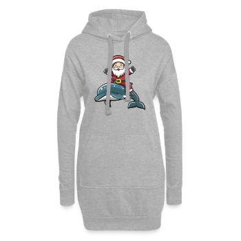 Dauphin Père Noël dessin animé - Sweat-shirt à capuche long Femme - gris chiné - Devant