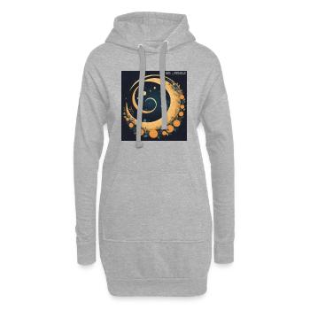 Zwei Spiralen - Mond und Spiralen 2 - Hoodie-Kleid - Grau meliert - Vorne