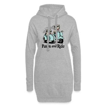 Pattes et balade - Sweat-shirt à capuche long Femme - gris chiné - Devant