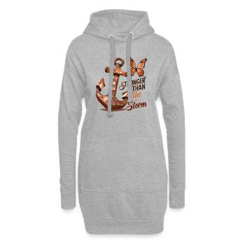 Krebsbewusstsein Brust Phrase Stärker als Sturm - Hoodie-Kleid - Grau meliert - Vorne