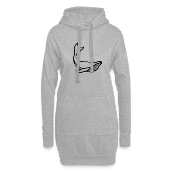 Strichzeichnung eines schwarzen Wals - Hoodie-Kleid - Grau meliert - Vorne