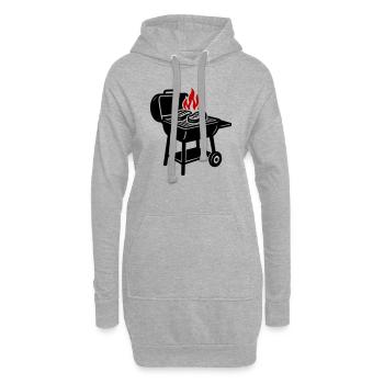 Griller une flamme de bifteck - Sweat-shirt à capuche long Femme - gris chiné - Devant