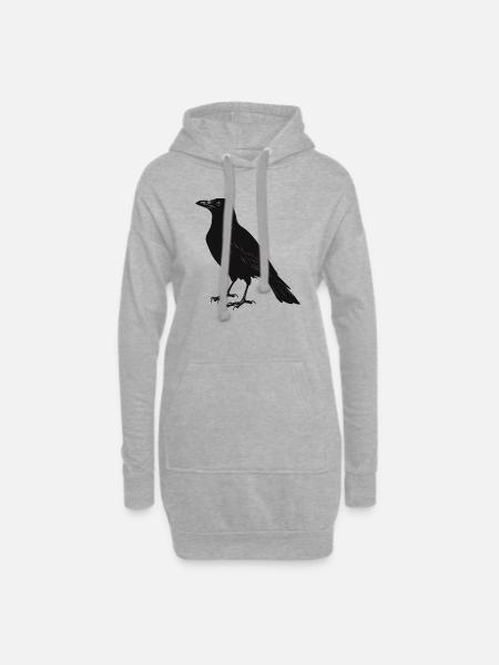 schwarzer Vogel - Hoodie-Kleid - Grau meliert