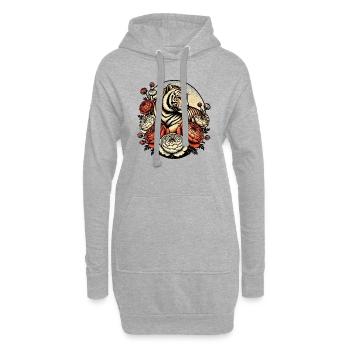 Tigre - Sweat-shirt à capuche long Femme - gris chiné - Devant