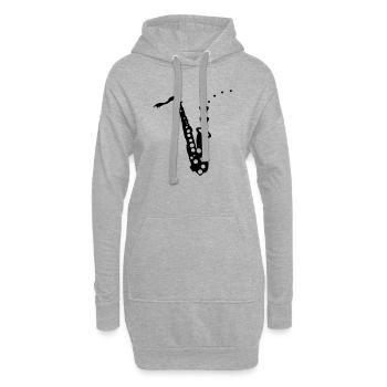 Saxo-- - Sweat-shirt à capuche long Femme - gris chiné - Devant