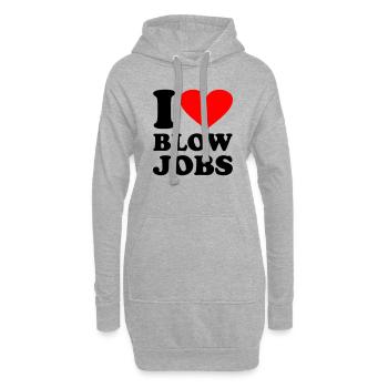 I love Blowjobs - Hoodie-Kleid - Grau meliert - Vorne