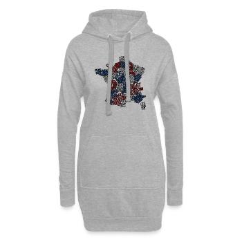 Carte de France-gastronomie - Sweat-shirt à capuche long Femme - gris chiné - Devant