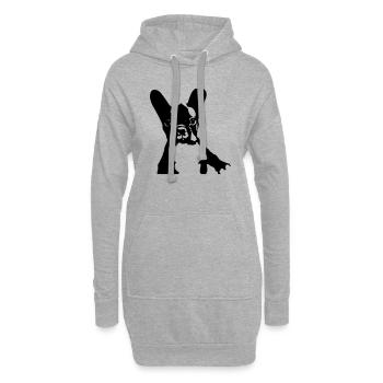 französische Bulldogge - Hoodie-Kleid - Grau meliert - Vorne