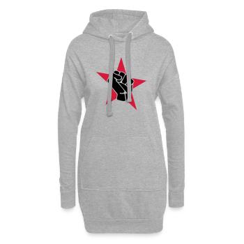 Roter Stern mit Faust - Hoodie-Kleid - Grau meliert - Vorne
