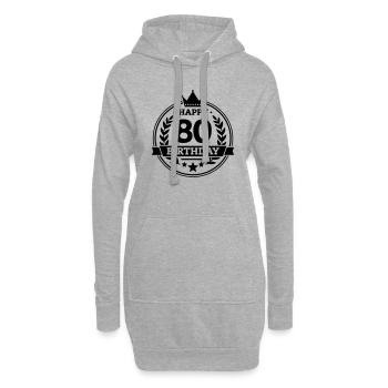 Happy 80. Birthday - Hoodie-Kleid - Grau meliert - Vorne