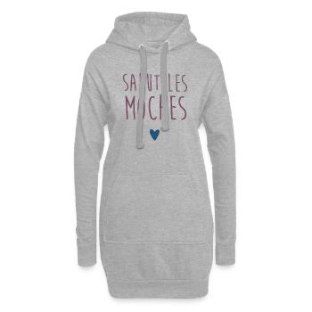 salut les moches - Sweat-shirt à capuche long Femme - gris chiné - Devant