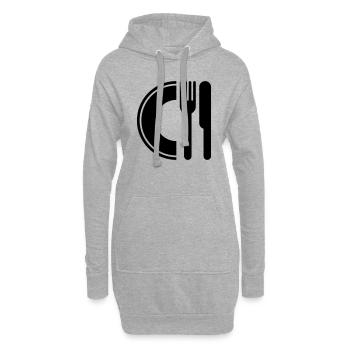 Löffel, Gabel und Teller - Hoodie-Kleid - Grau meliert - Vorne