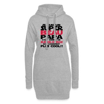 c'est comme un super-héros(beau papa) - Sweat-shirt à capuche long Femme - gris chiné - Devant