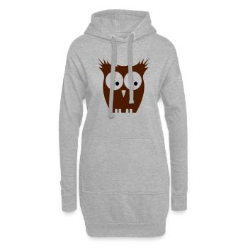 eule braun - Hoodie-Kleid - Grau meliert - Vorne