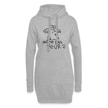 meme pas peur - Sweat-shirt à capuche long Femme - gris chiné - Devant