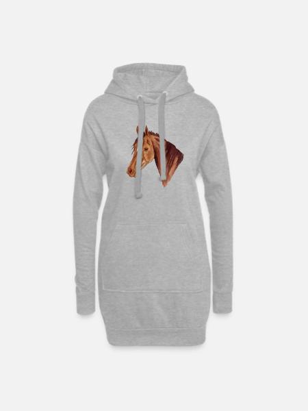 Pferd - Hoodie-Kleid - Grau meliert