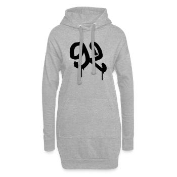Tag : 92 - Sweat-shirt à capuche long Femme - gris chiné - Devant