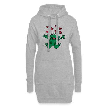 heart_frog_1220113c_a - Sweat-shirt à capuche long Femme - gris chiné - Devant