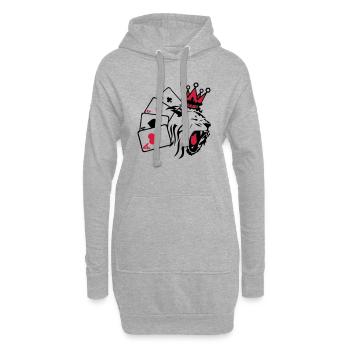 king roi poker lion1 - Sweat-shirt à capuche long Femme - gris chiné - Devant
