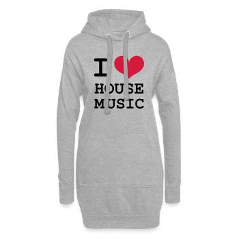I Love House Music ! - Sweat-shirt à capuche long Femme - gris chiné - Devant