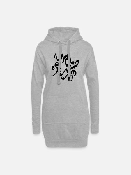 Noten - Hoodie-Kleid - Grau meliert
