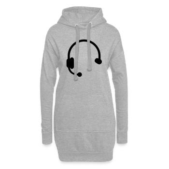 Headset Casque - Sweat-shirt à capuche long Femme - gris chiné - Devant