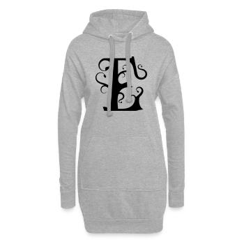 Monogramm Letter E - Hoodie-Kleid - Grau meliert - Vorne