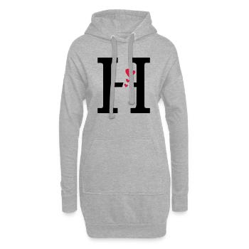 Capital lettre H avec des coeurs - Sweat-shirt à capuche long Femme - gris chiné - Devant