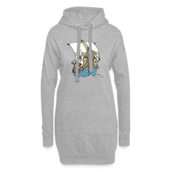 Viking Boat front - Sweat-shirt à capuche long Femme - gris chiné - Devant