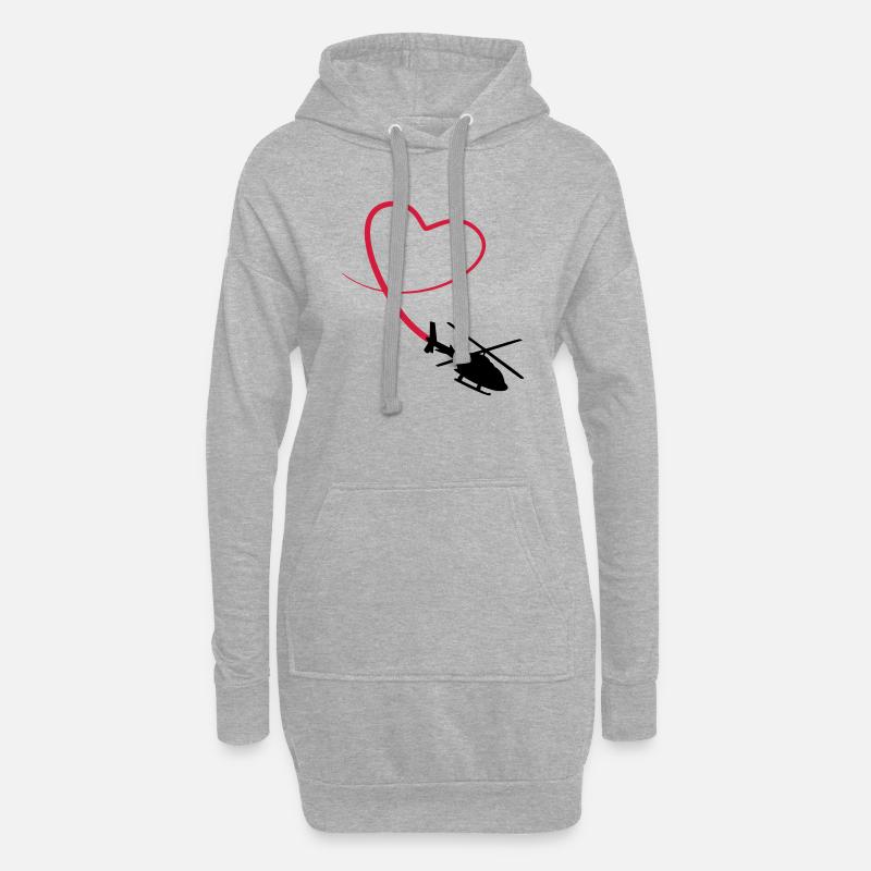 Hubschrauber Liebe Herz Looping - Hoodie-Kleid - Grau meliert