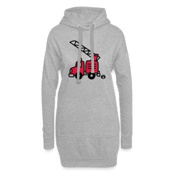 Feuerwehrauto (c) - Fire Truck - Hoodie-Kleid - Grau meliert - Vorne