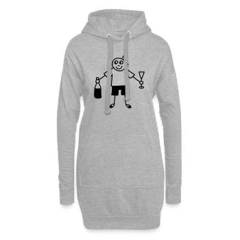 Mann mit Sektglas & Sektflasche - Hoodie-Kleid - Grau meliert - Vorne
