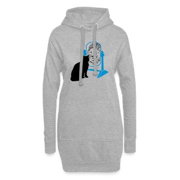 katze - löwe - spiegel - Hoodie-Kleid - Grau meliert - Vorne