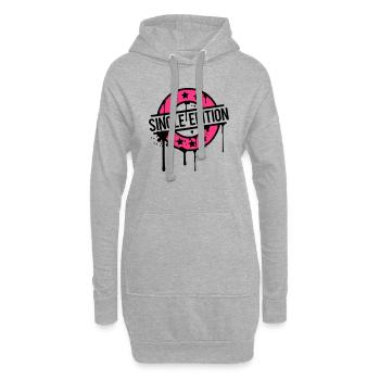 Single Edition Stempel Graffiti Pink Auszeichnung - Hoodie-Kleid - Grau meliert - Vorne
