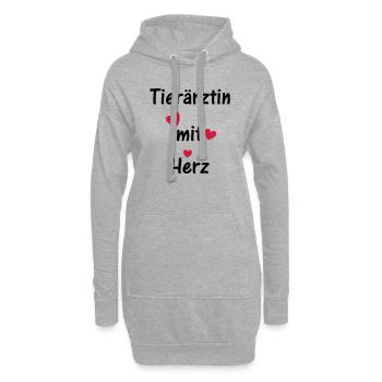 Tierärztin mit Herz - Hoodie-Kleid - Grau meliert - Vorne