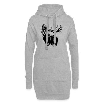 Deer - Hirsch - Hoodie-Kleid - Grau meliert - Vorne