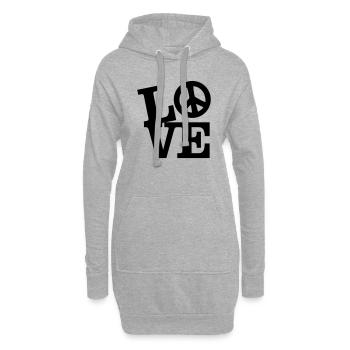 Love Peace - Freiheit Frieden Liebe - Hoodie-Kleid - Grau meliert - Vorne