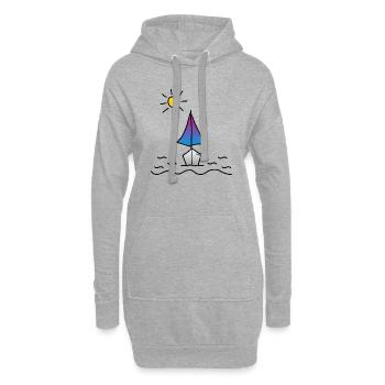 Segelboot Sonne - Hoodie-Kleid - Grau meliert - Vorne