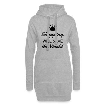 Shopping / Shoppeur / Magasin / Boutique - Sweat-shirt à capuche long Femme - gris chiné - Devant
