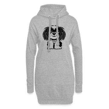 Hund Shih-Tzu - Hoodie-Kleid - Grau meliert - Vorne