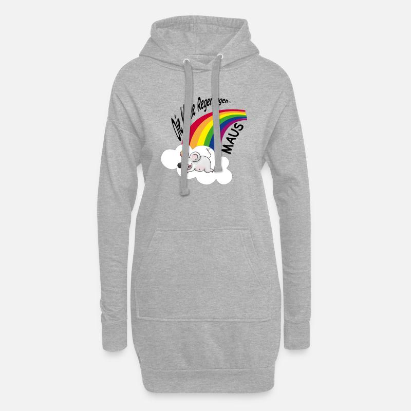 Regenbogen Maus 1 - Hoodie-Kleid - Grau meliert